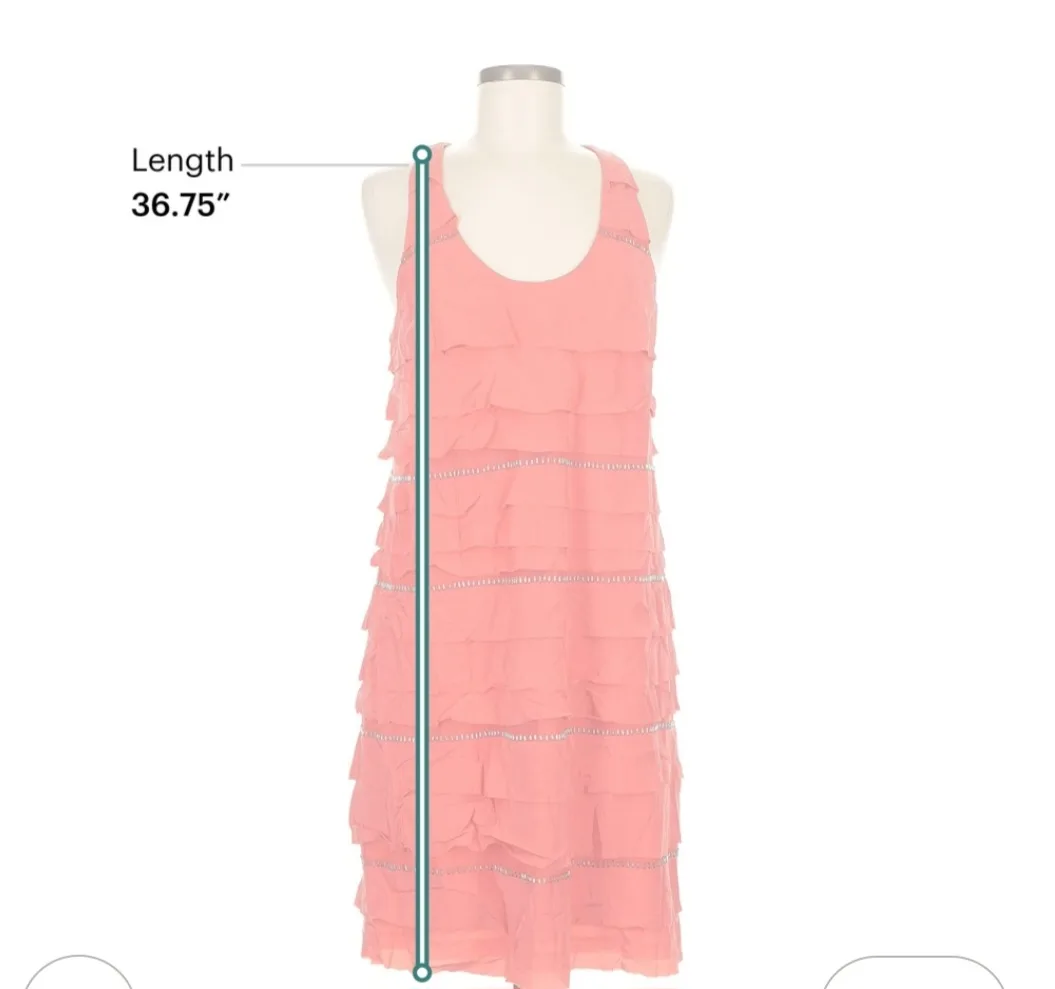 Coral Ruffled Dress - BCBG Max Azaria, Size M image indicator(4)