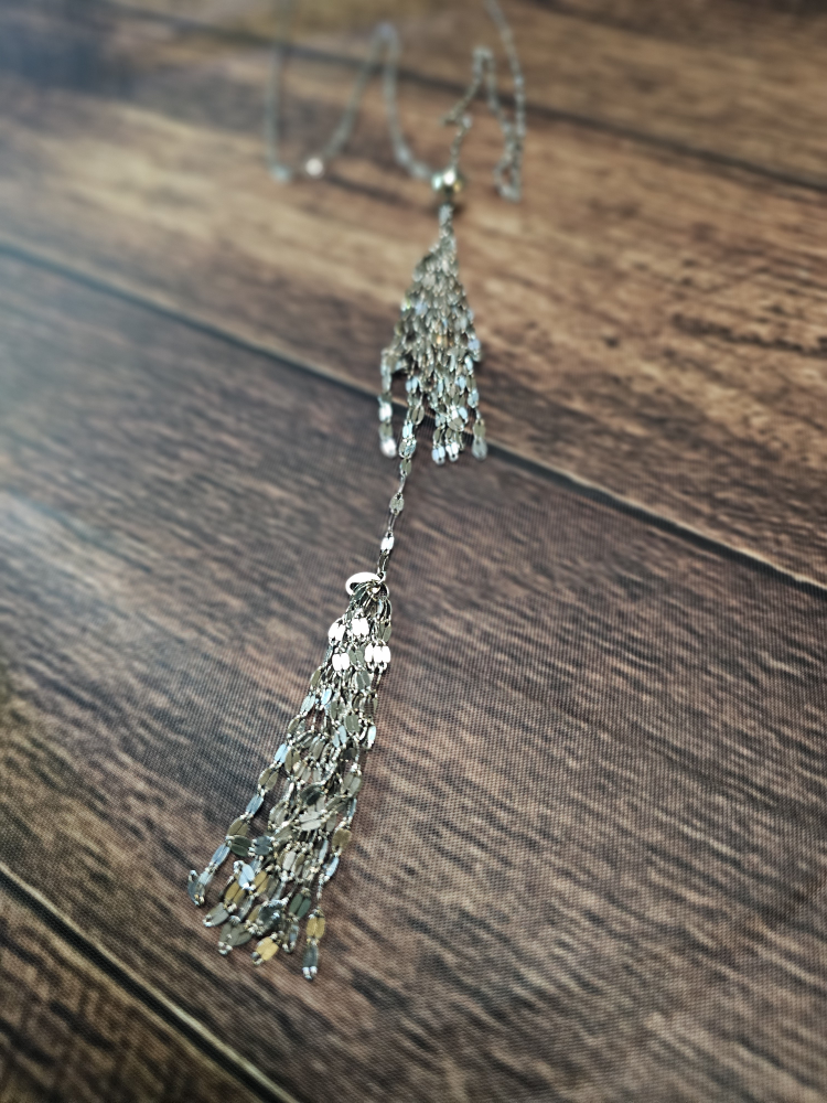 Silver Tassel Necklace Stamped 925 Italy - photo 2