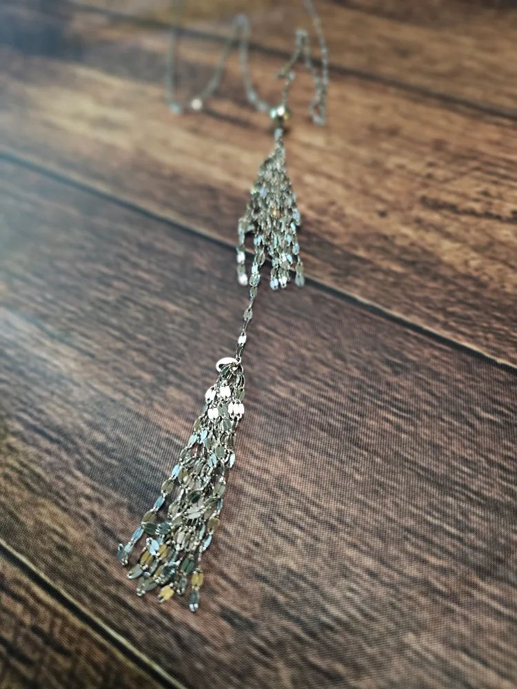 Silver Tassel Necklace Stamped 925 Italy image indicator(2)