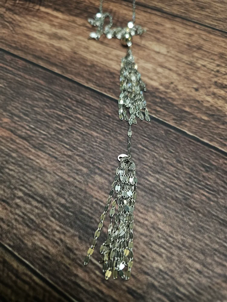 Silver Tassel Necklace Stamped 925 Italy image indicator(4)