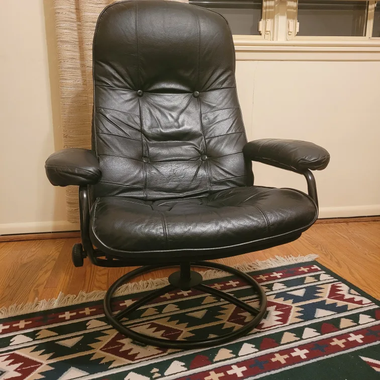 Black Leather Swivel Recliner Chair thumbnail