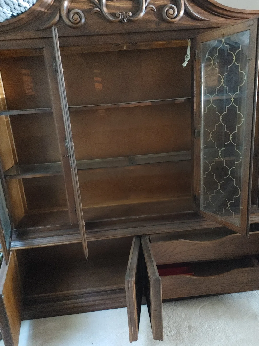 💚WOOD BUFFET/HUTCH VINTAGE COMBO MINT CONDITION! image indicator(4)