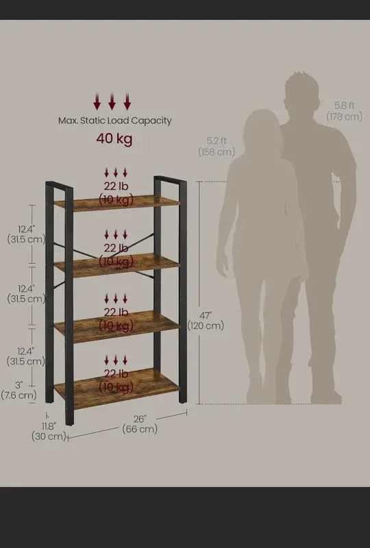 VASAGLE 4-Tier Bookshelf image indicator(3)