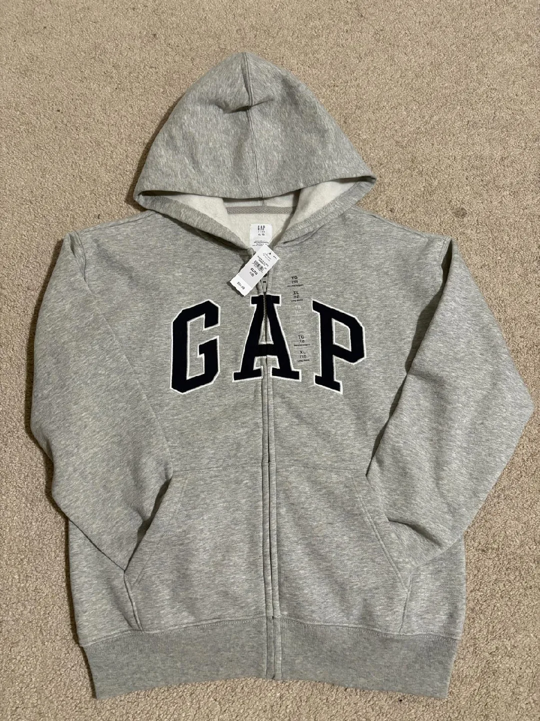 New GAP Kids XL (12) Grey Full Zip Hoodie image indicator(2)