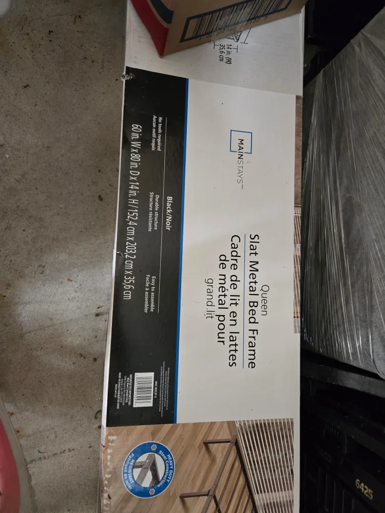 Mainstays Queen Slat Metal Bed Frame - Black image indicator(2)