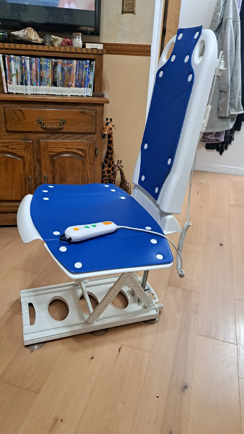 Adjustable Bath Lift Chair - Blue & White 🏆 - photo 3