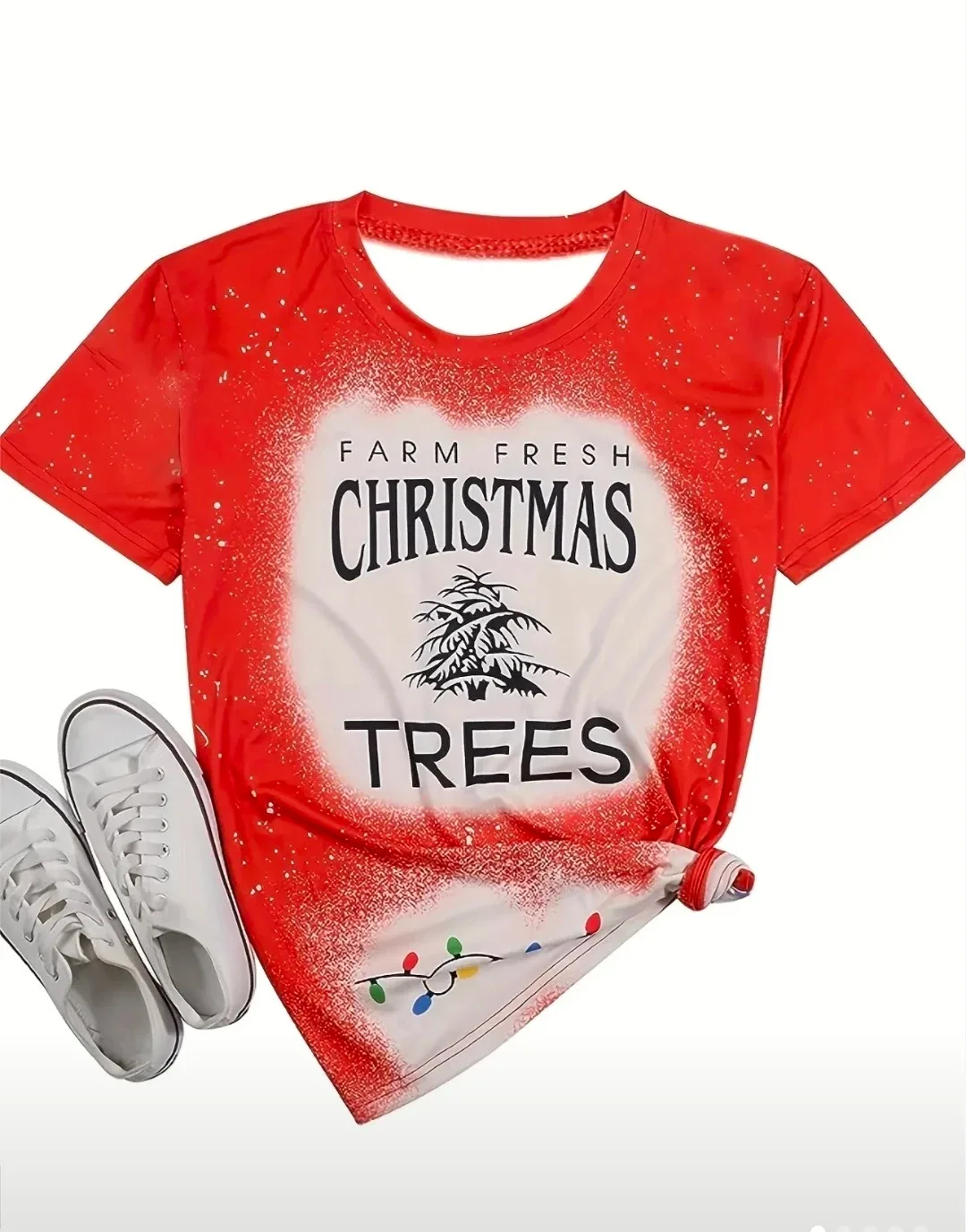 NWOT Women's Christmas Trees & Letter Red T-Shirt thumbnail