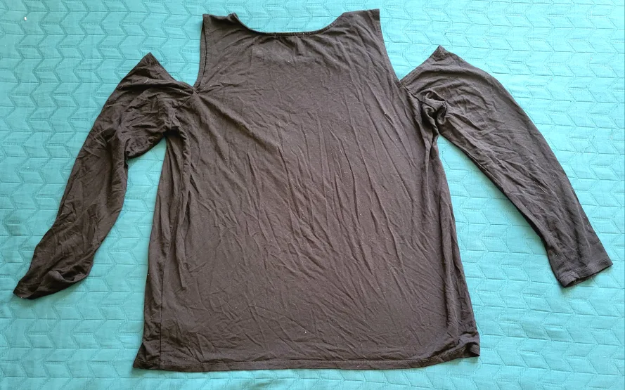 Suzy Shier - Black Cold Shoulder Top - Size L image indicator(2)