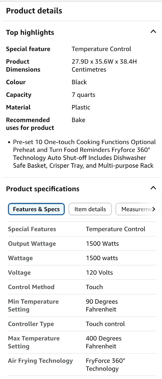 Gourmia 7-Quart Digital Air Fryer - Black - photo 3