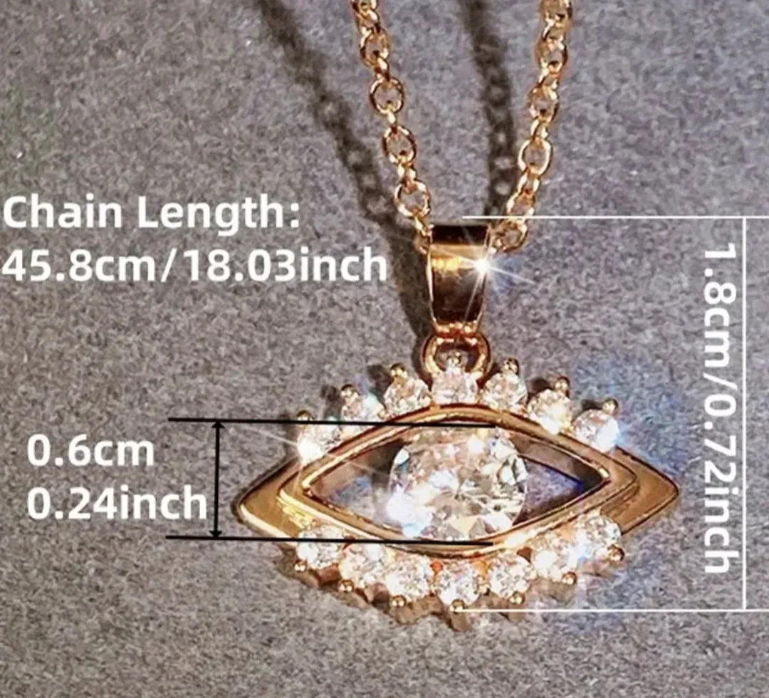 Evil Eye Gold Necklace with Rhinestones image indicator(4)