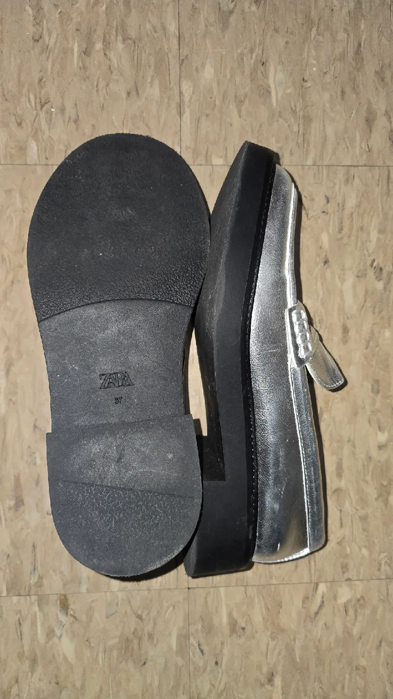 Zara Silver Loafers, Size 7 image indicator(2)