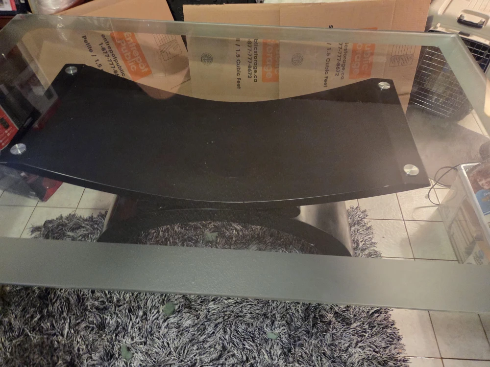 Glass Top Coffee Table with Modern Base