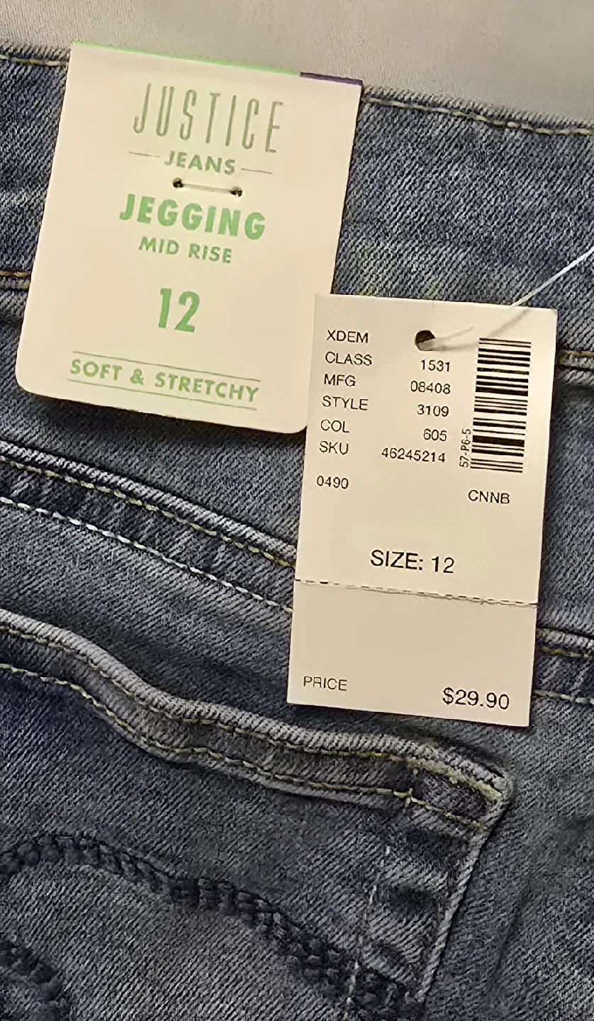 NEW! Girls Justice Jeans with Side Jewels! - Size 12 Youth image indicator(10)