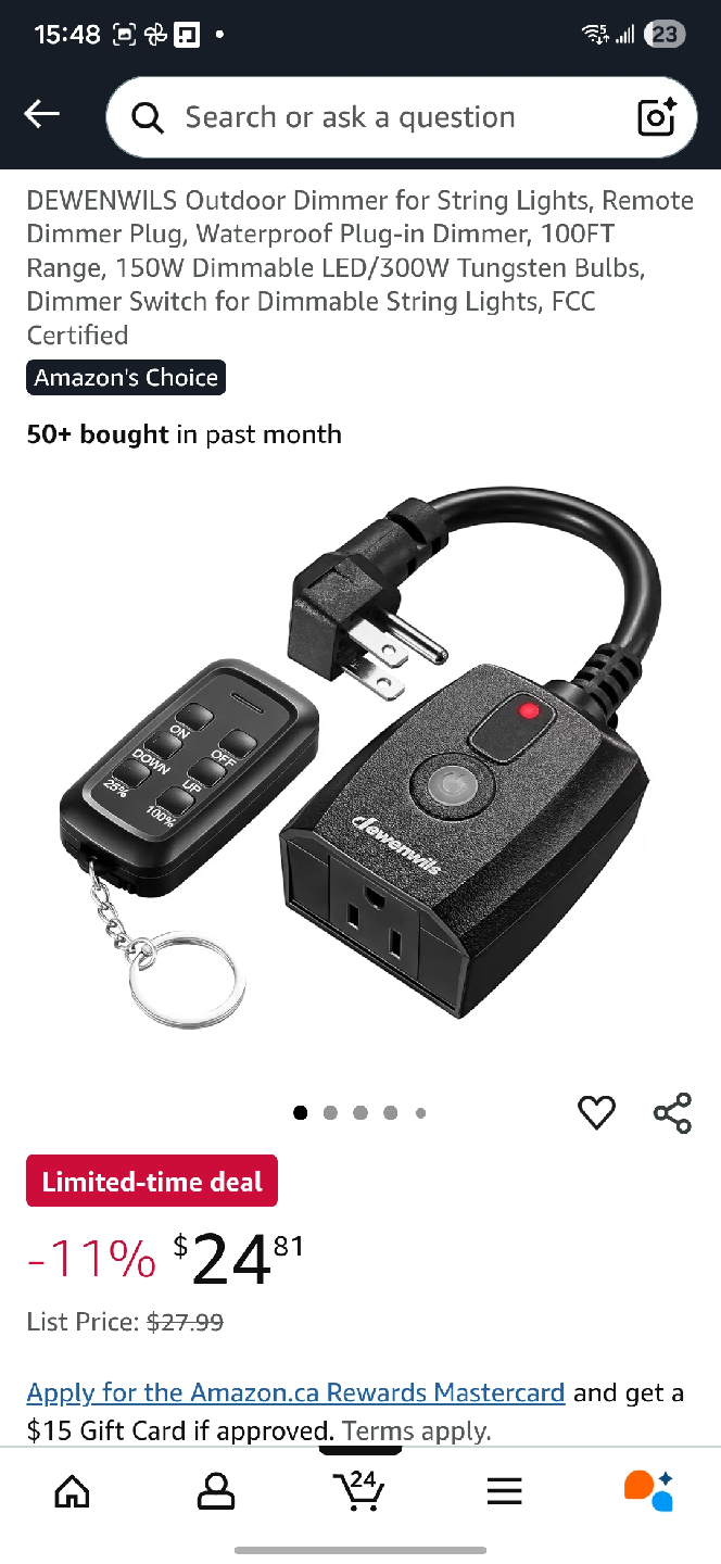Dewenwils Outdoor Dimmer for String Lights (no remote)