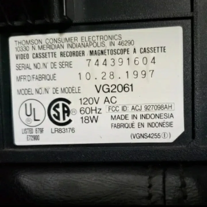 GE VG2061 VCR image indicator(5)