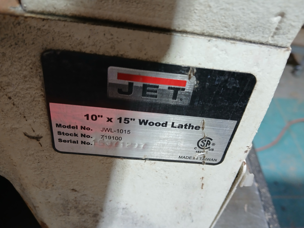 JET JWL-1015 10" x 15" Wood Lathe