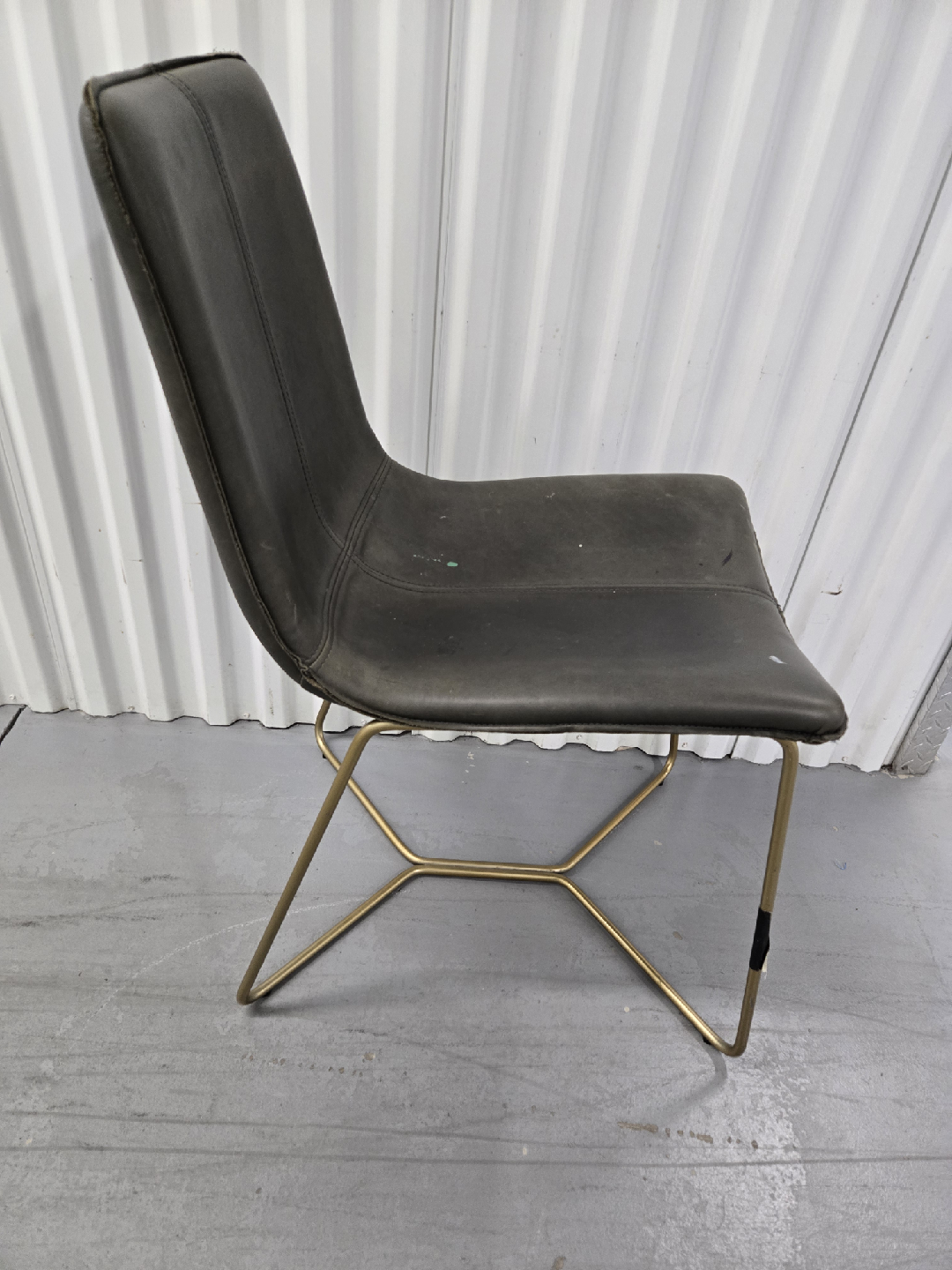 Gray Leather Dining Chair with Gold Legs - photo 4