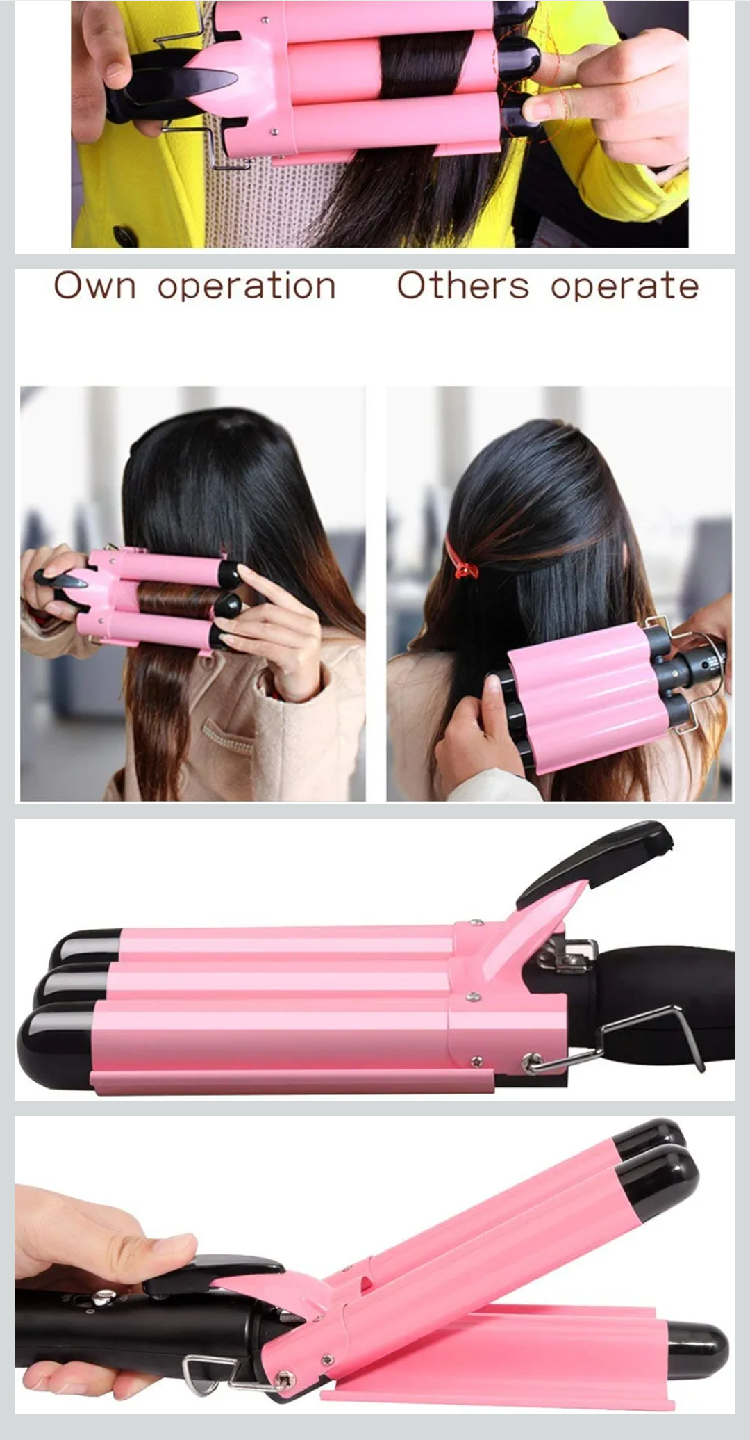 3 Barrel Hair Waver Curling Iron - Pink - photo 2