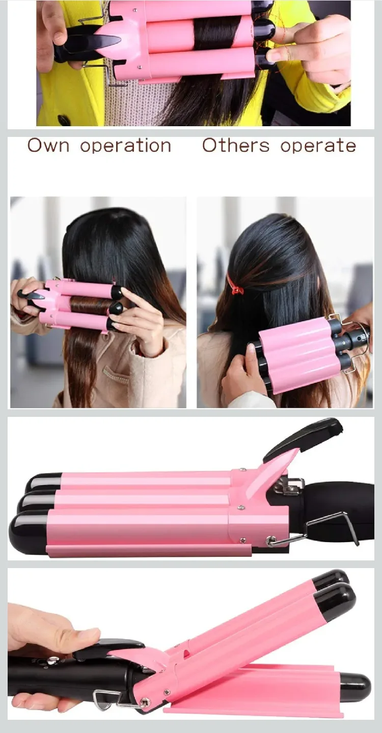 3 Barrel Hair Waver Curling Iron - Pink image indicator(2)
