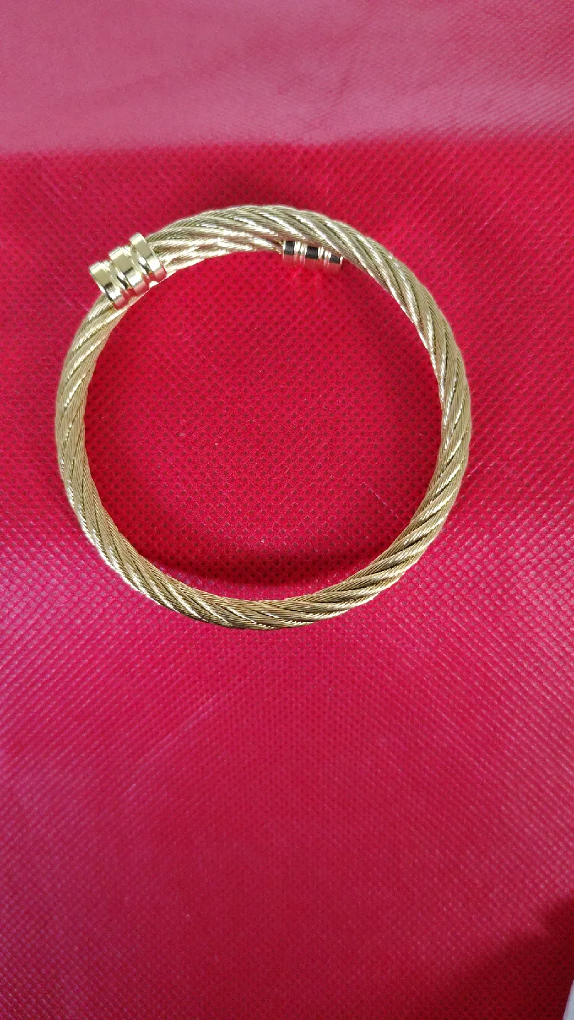 Gold Tone Cable Bangle Bracelet thumbnail