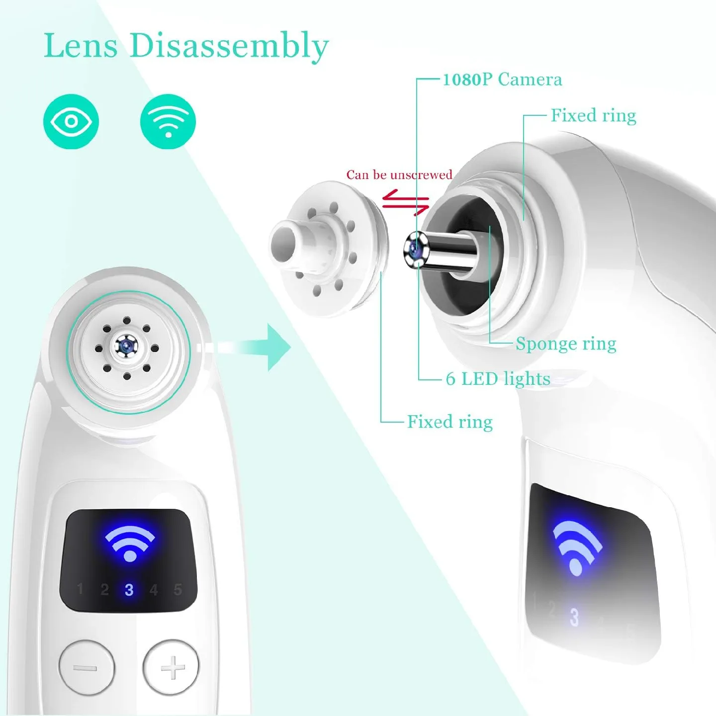 Oiiwak 5MP Visible Blackhead Vacuum, Blackhead Remover image indicator(9)