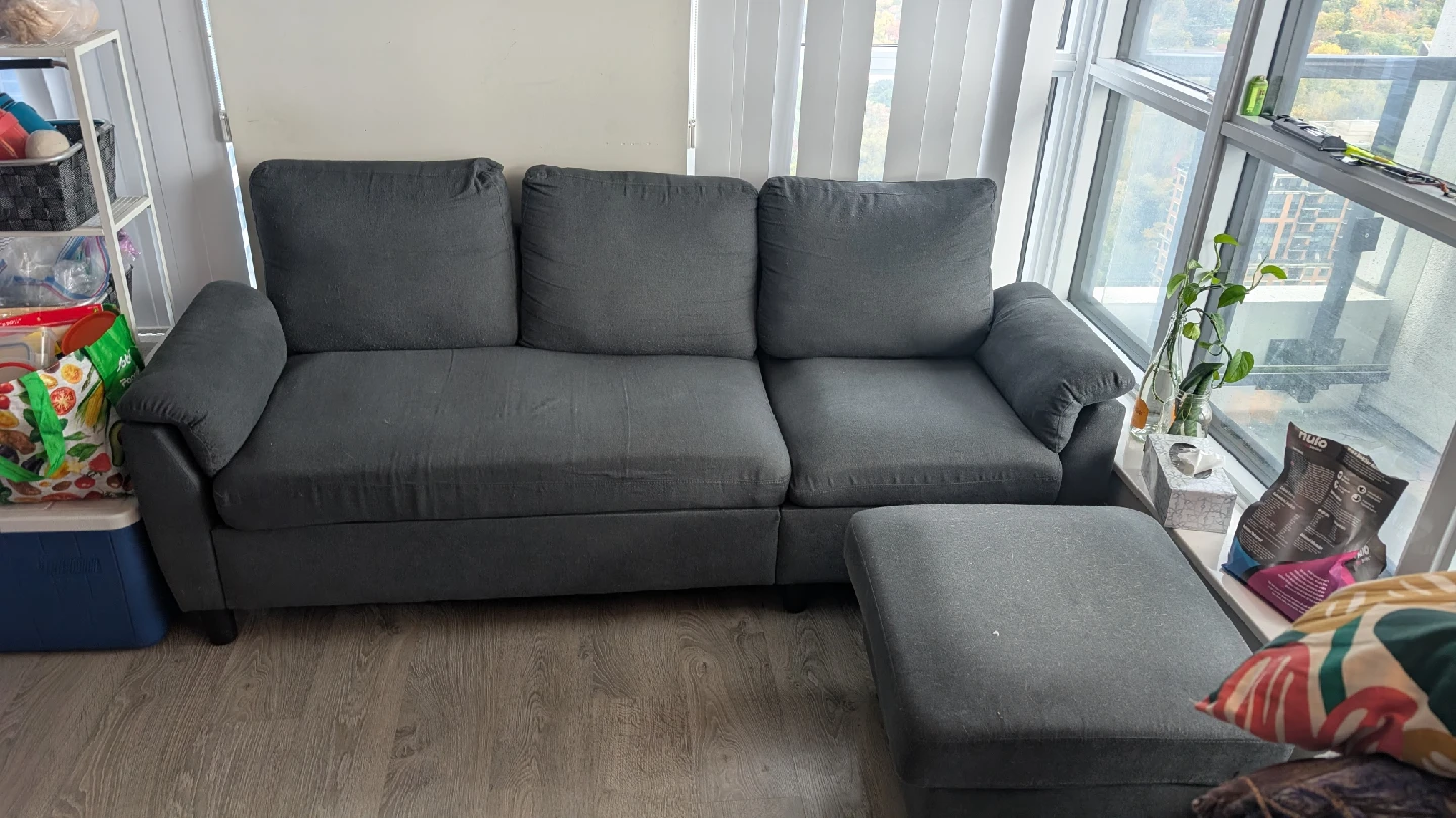 Grey Sofa and Ottoman Set - photo 2