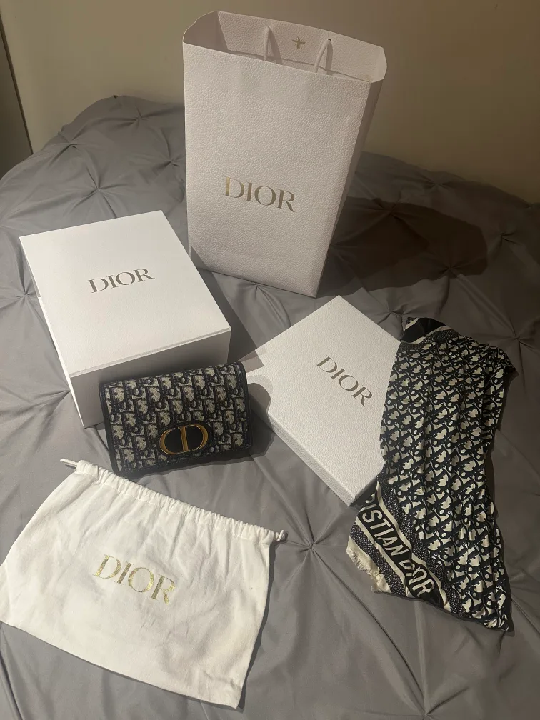 Dior Caro Chain Wallet & Scarf Set image indicator(2)