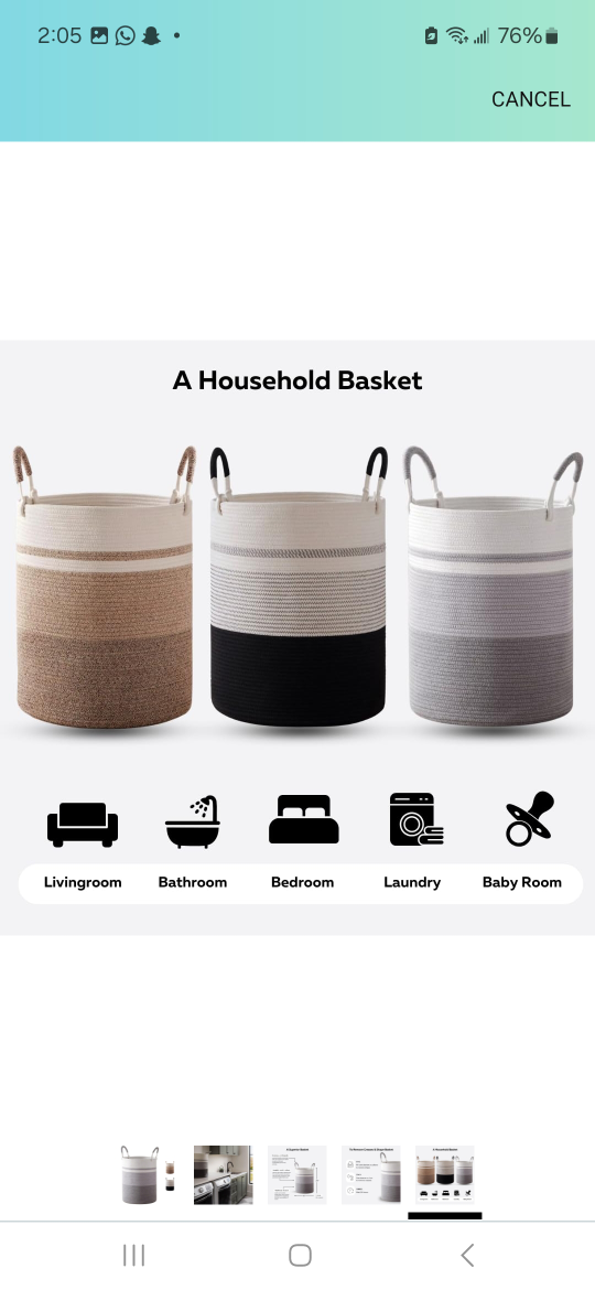 Large Grey & White - Black & White Household Basket - 58L