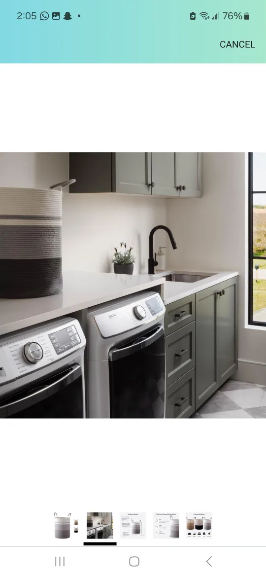 Large Grey & White - Black & White Household Basket - 58L image indicator(3)