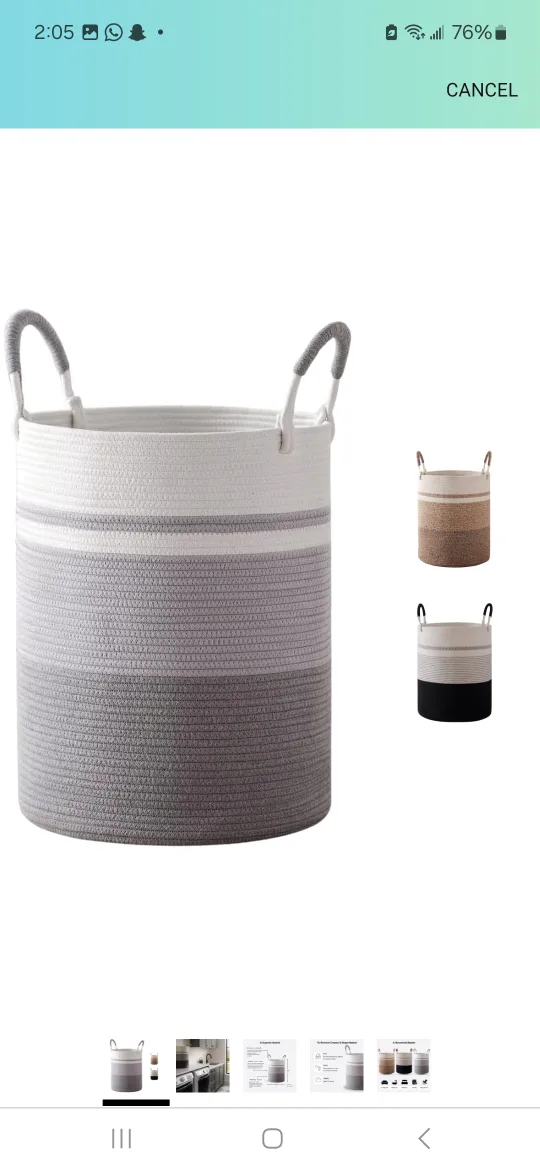 Large Grey & White - Black & White Household Basket - 58L image indicator(5)