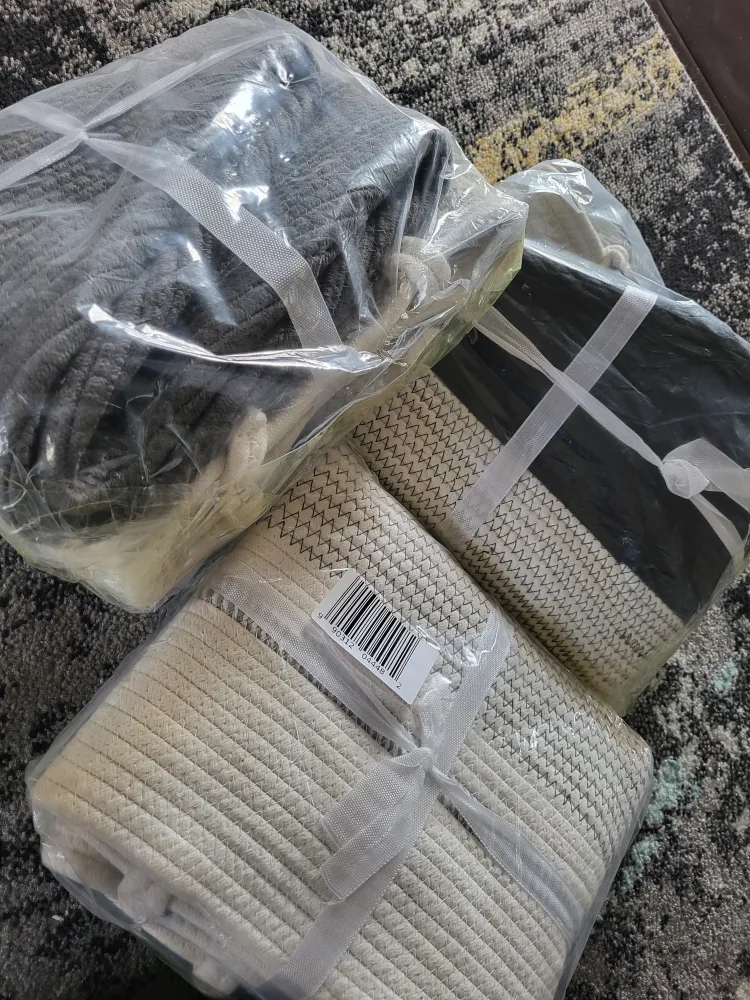 Large Grey & White - Black & White Household Basket - 58L image indicator(7)