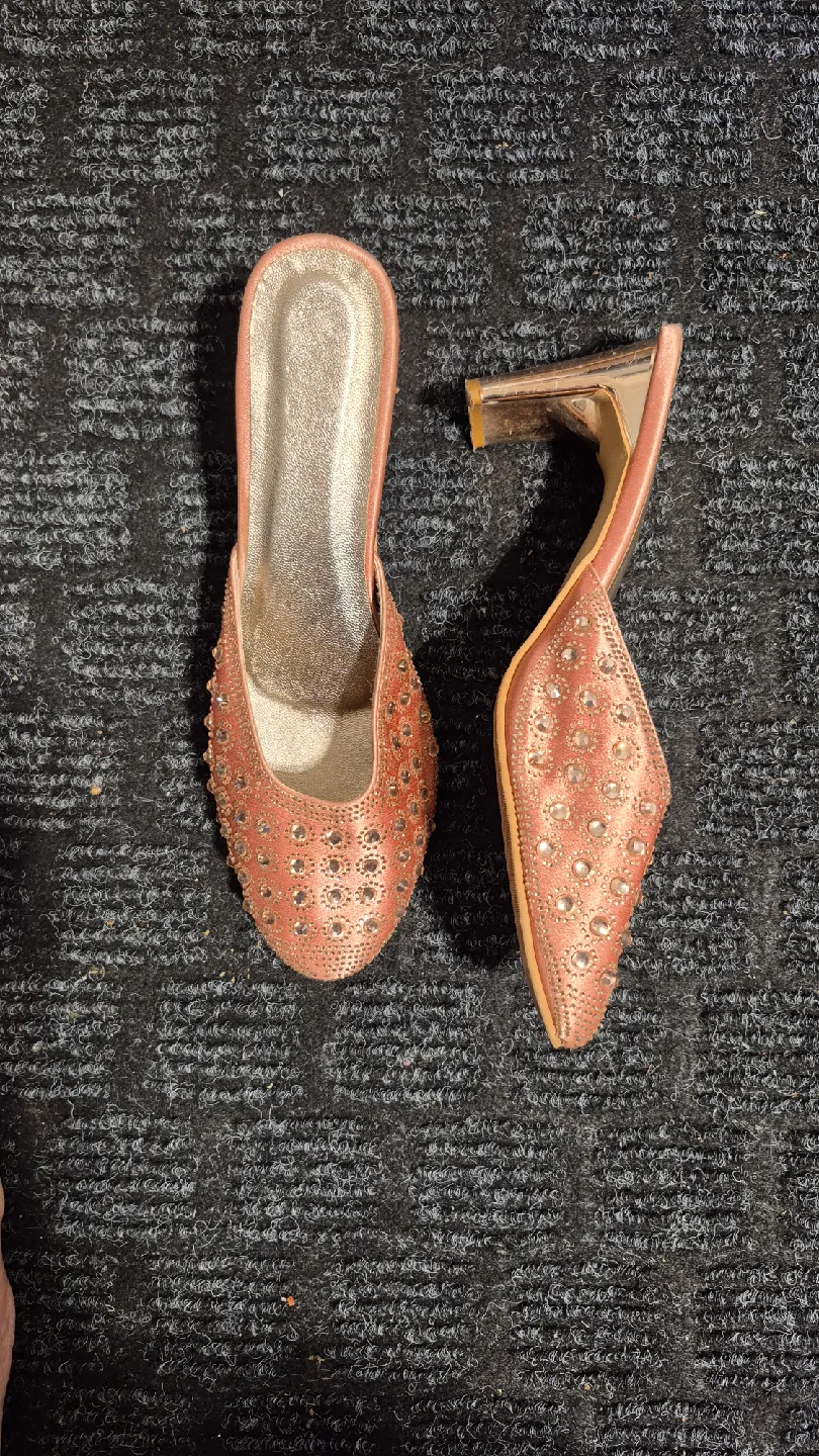 Pink Embellished Heel Mules thumbnail