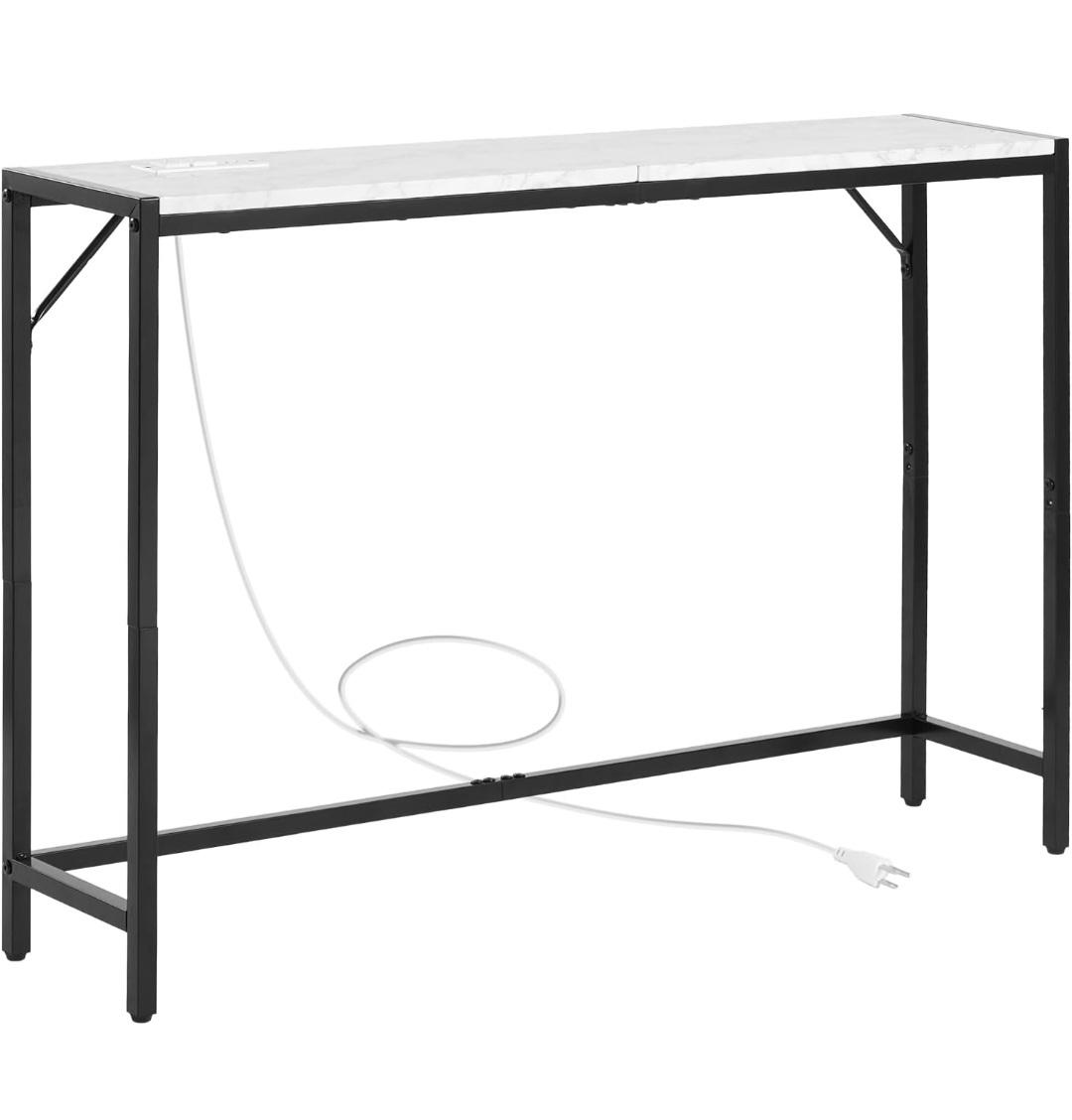 Console Table with Charging Station, Modern Narrow Long