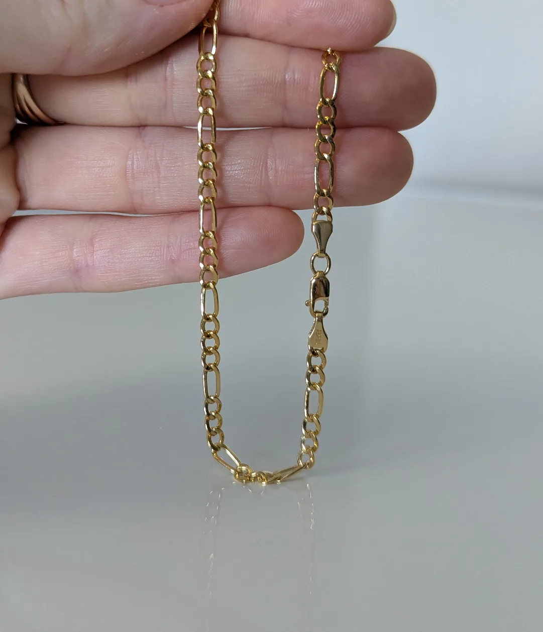 14k Yellow Gold Filled Solid Figaro Link Bracelet