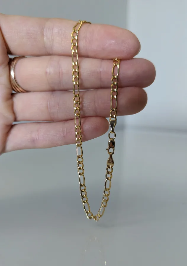 14k Yellow Gold Filled Solid Figaro Link Bracelet image indicator(3)