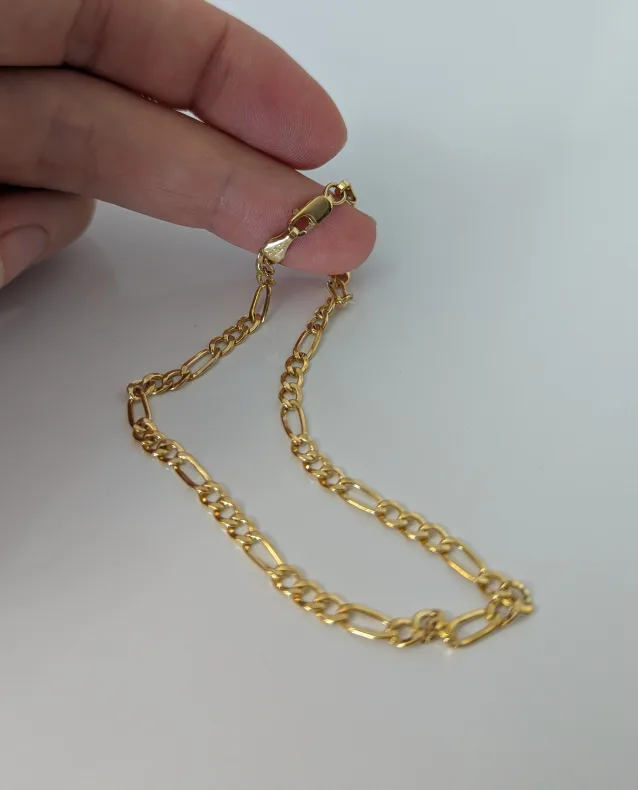 14k Yellow Gold Filled Solid Figaro Link Bracelet image indicator(4)