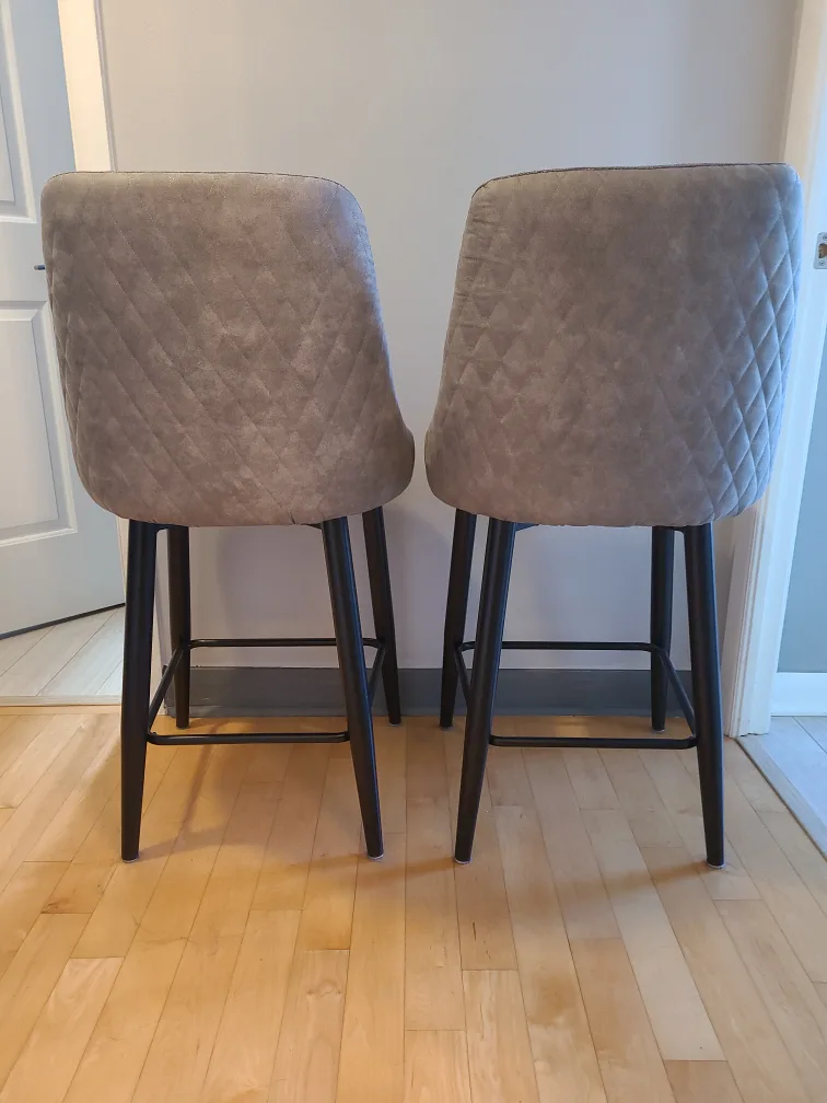 Set of Grey Upholstered Counter Height / Bar Stools x2 🧡 image indicator(3)