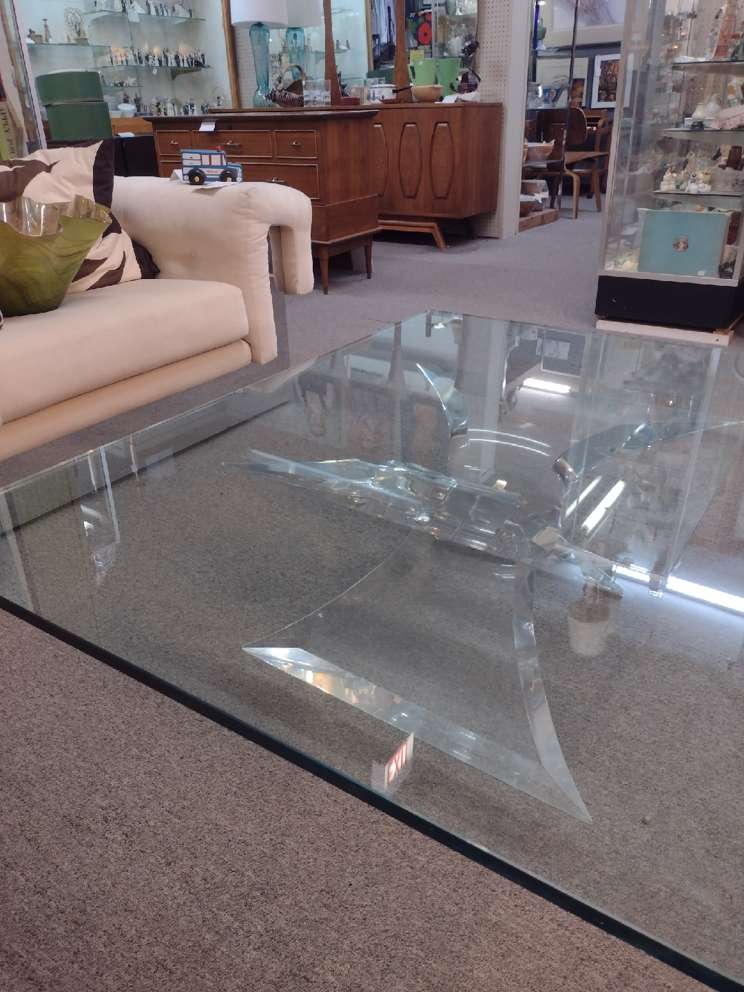 Vintage Coffee Glass Table with Lucite Base - photo 3