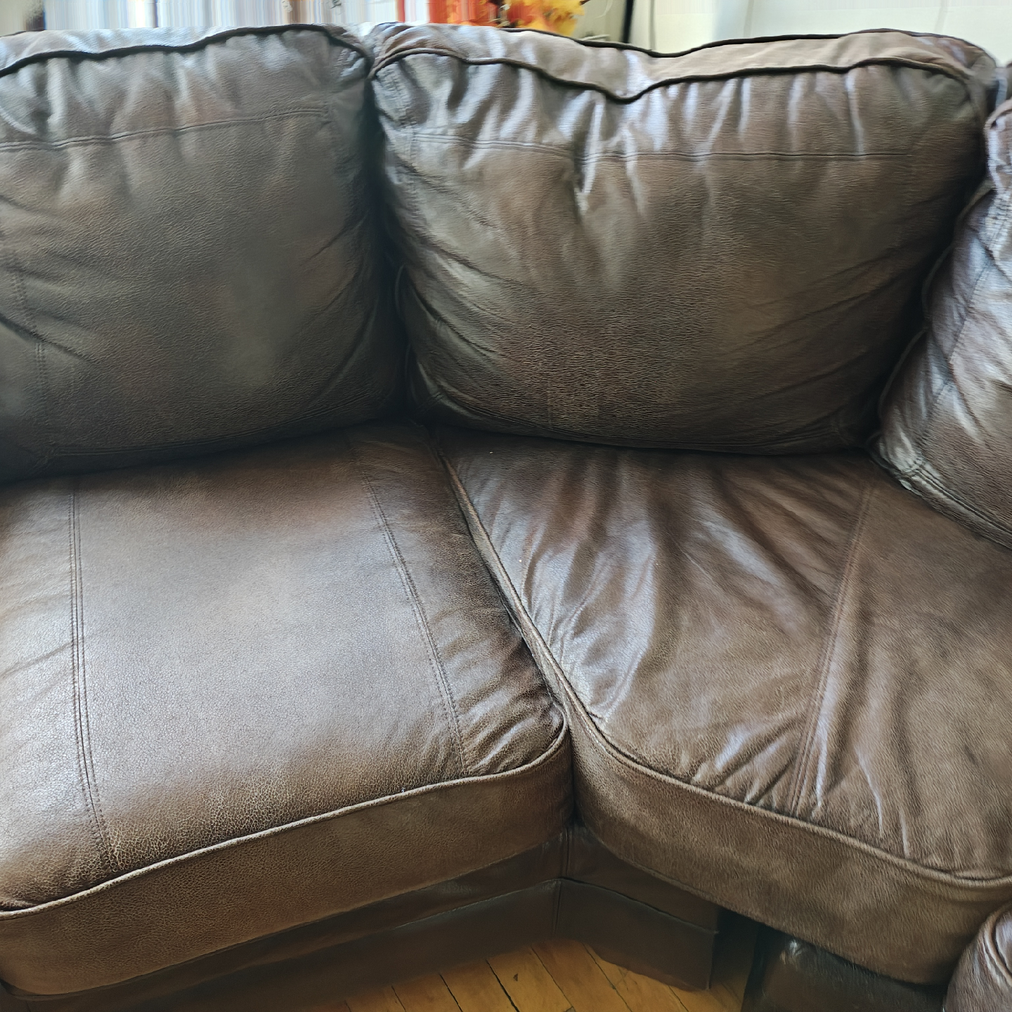 Brown Leather Sectional Sofa - photo 2