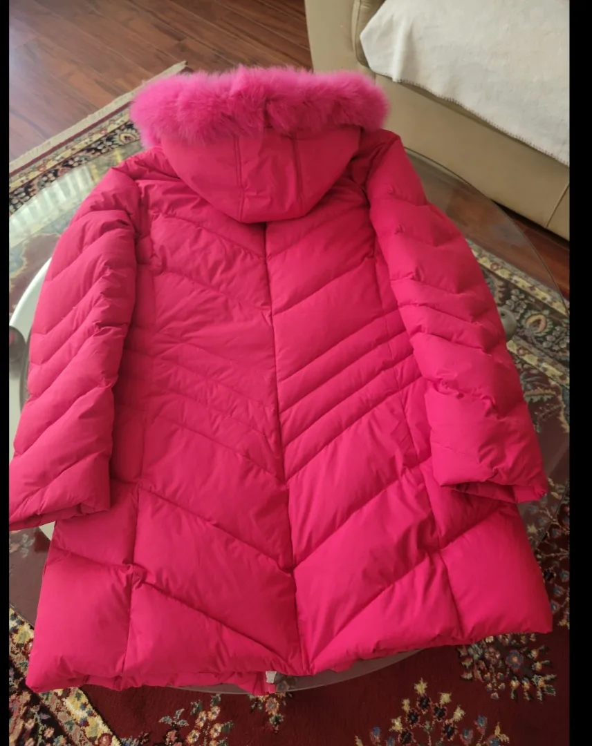 Bernardo Puffer Coat - Pink, Fur Hood image indicator(2)