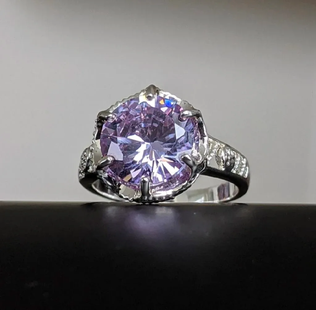 New! Handmade Lavender Amethyst CZ Statement Ring thumbnail