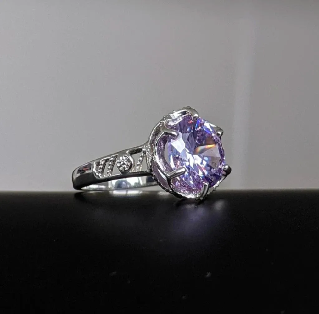 New! Handmade Lavender Amethyst CZ Statement Ring image indicator(2)