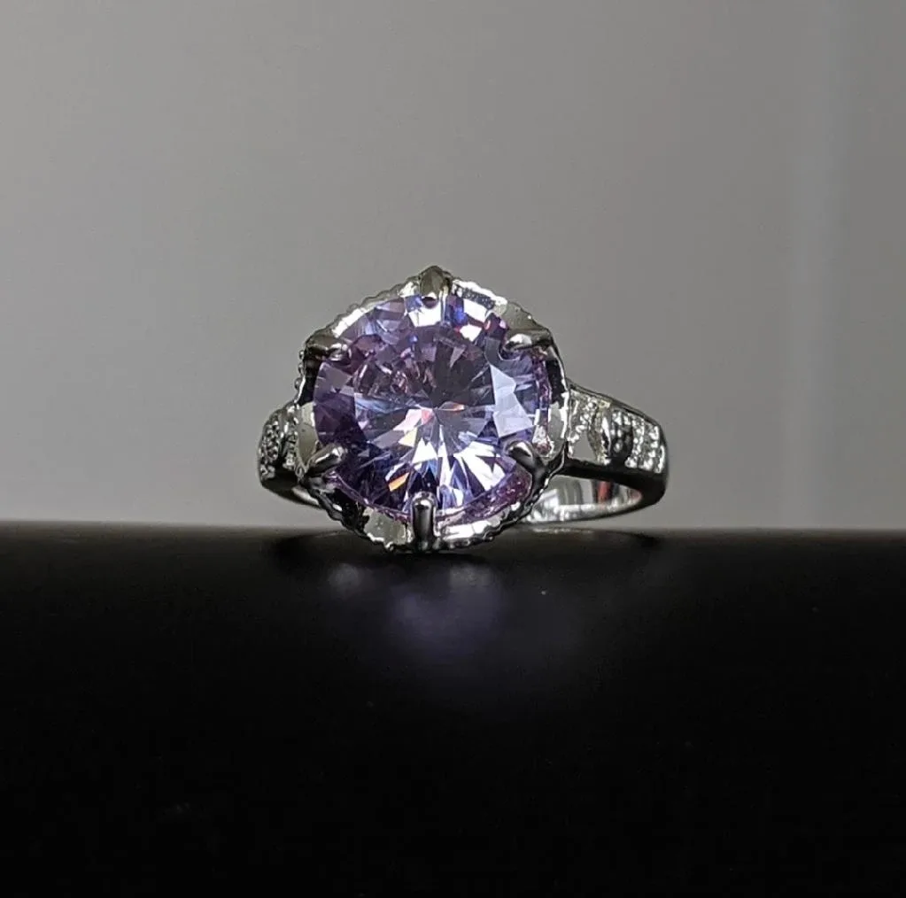 New! Handmade Lavender Amethyst CZ Statement Ring image indicator(3)