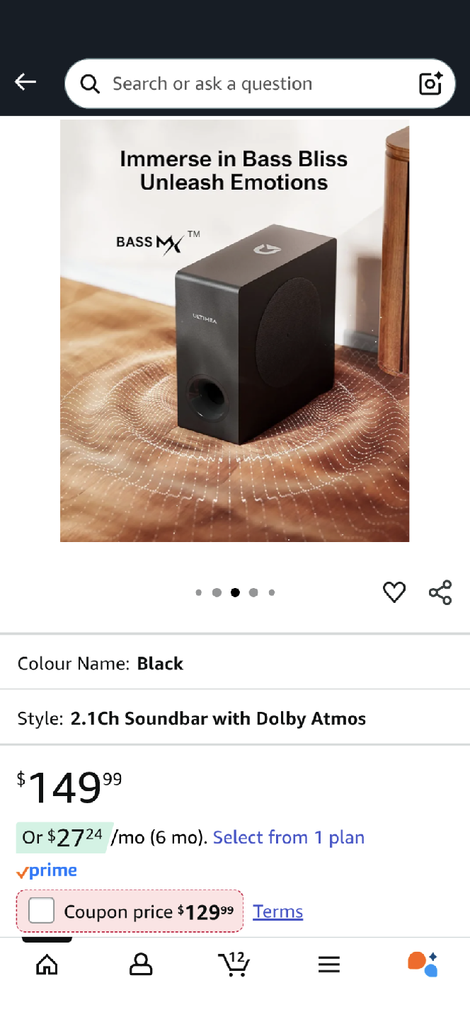 ULTIMEA Nova S40 2.1Ch Soundbar with Dolby Atmos - Black