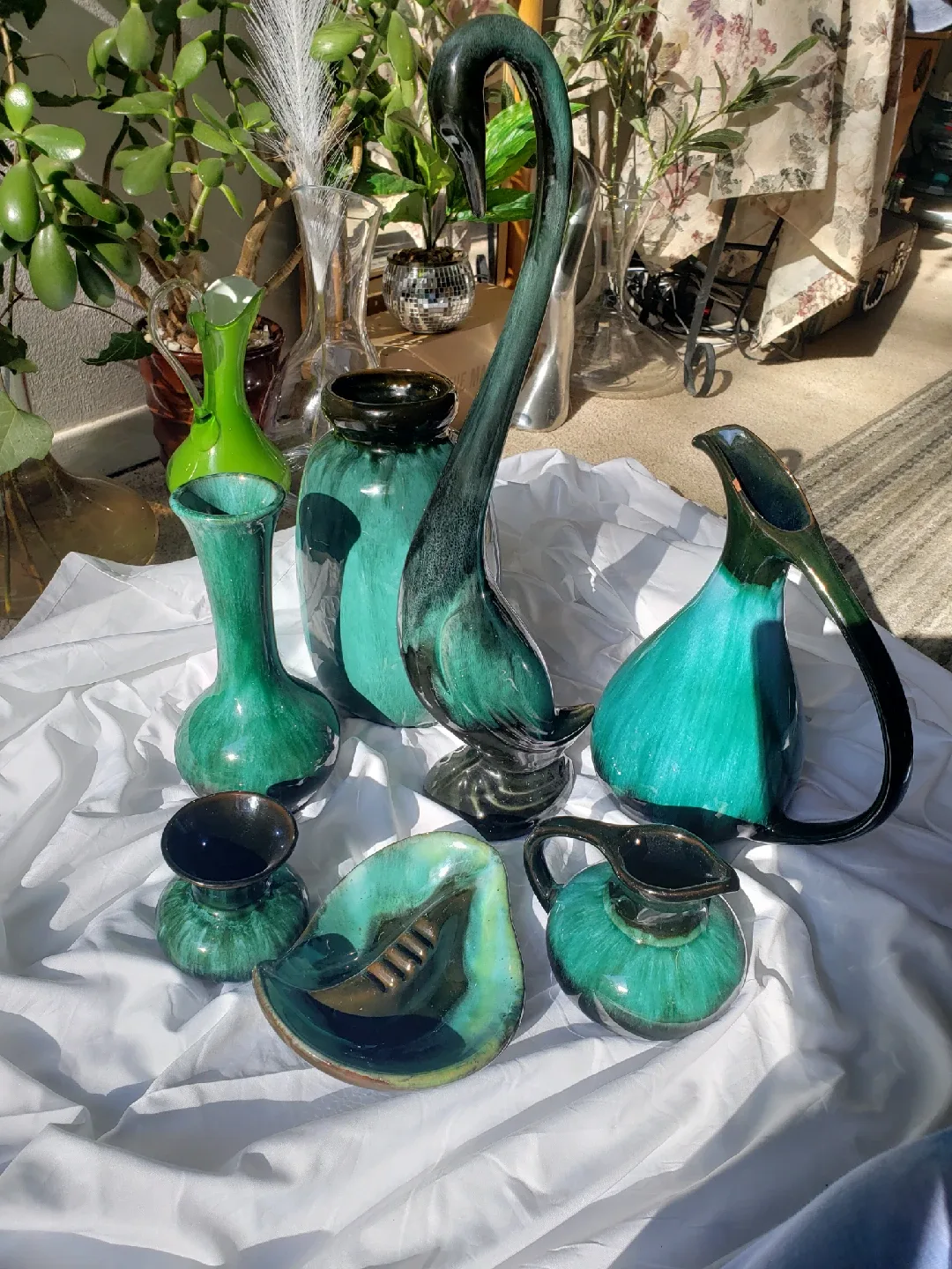 BUNDLE-Vintage Teal Ceramic Vases & Pitchers image indicator(2)