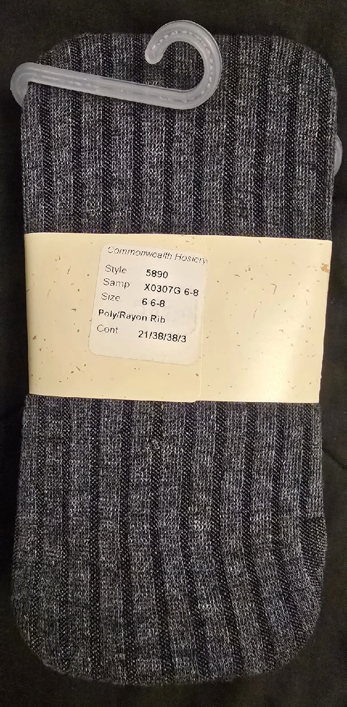 Girl's Grey Ribbed Tights by Renaissance - Fits Kids Size 6 - 8 - photo 2