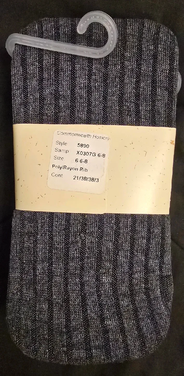 Girl's Grey Ribbed Tights by Renaissance - Fits Kids Size 6 - 8 image indicator(2)