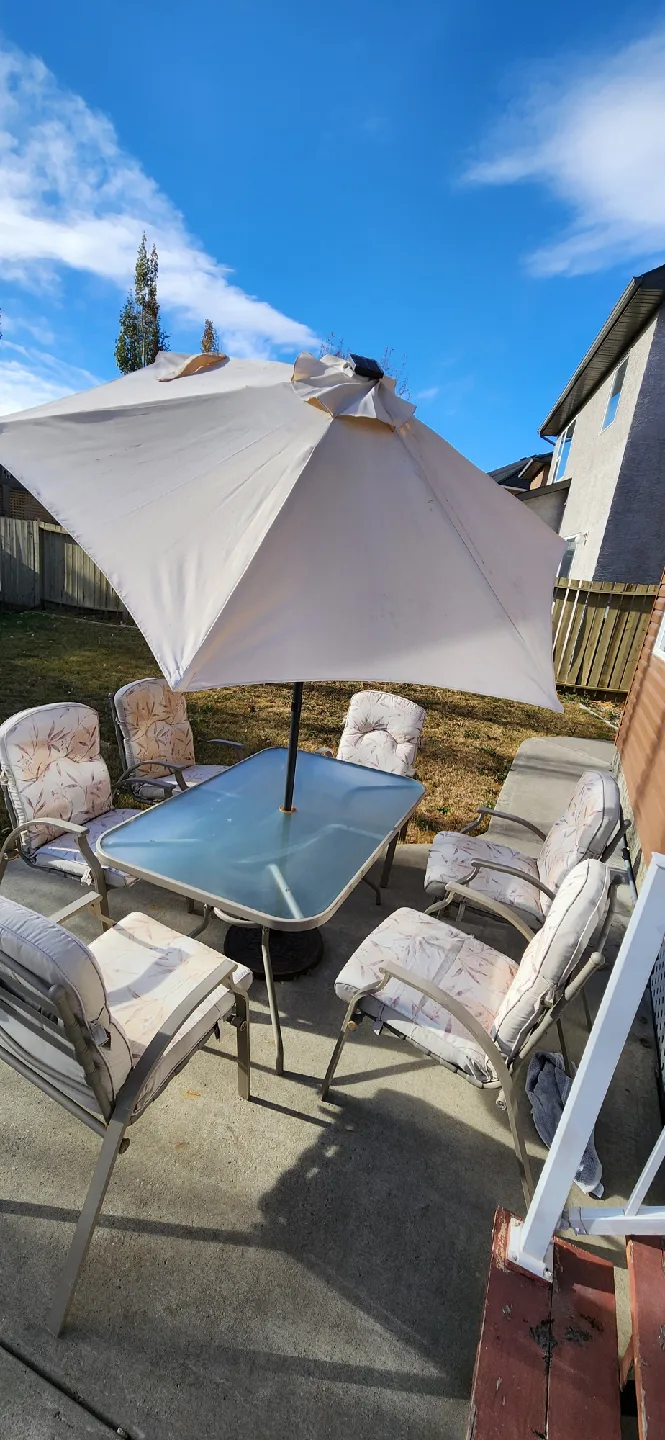 Patio Table with 6 Chairs & Umbrella image indicator(7)