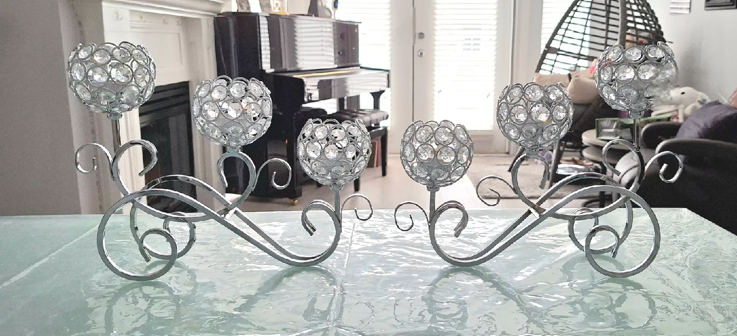 Silver Crystal Candle Holder image indicator(2)