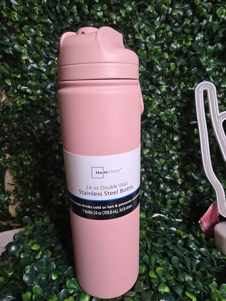 Mainstays 24oz Double Wall Stainless Steel Bottle - Pink thumbnail